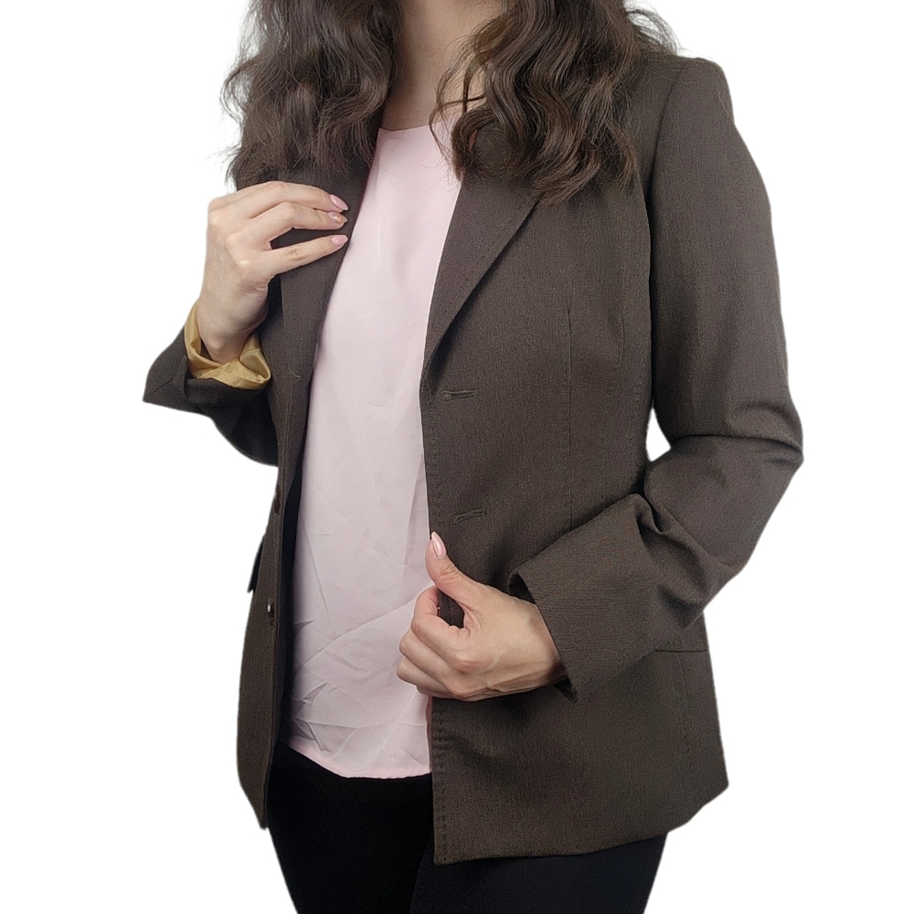 Anna Klein 3 buttoned suit jacket| poly-wool blend| petite